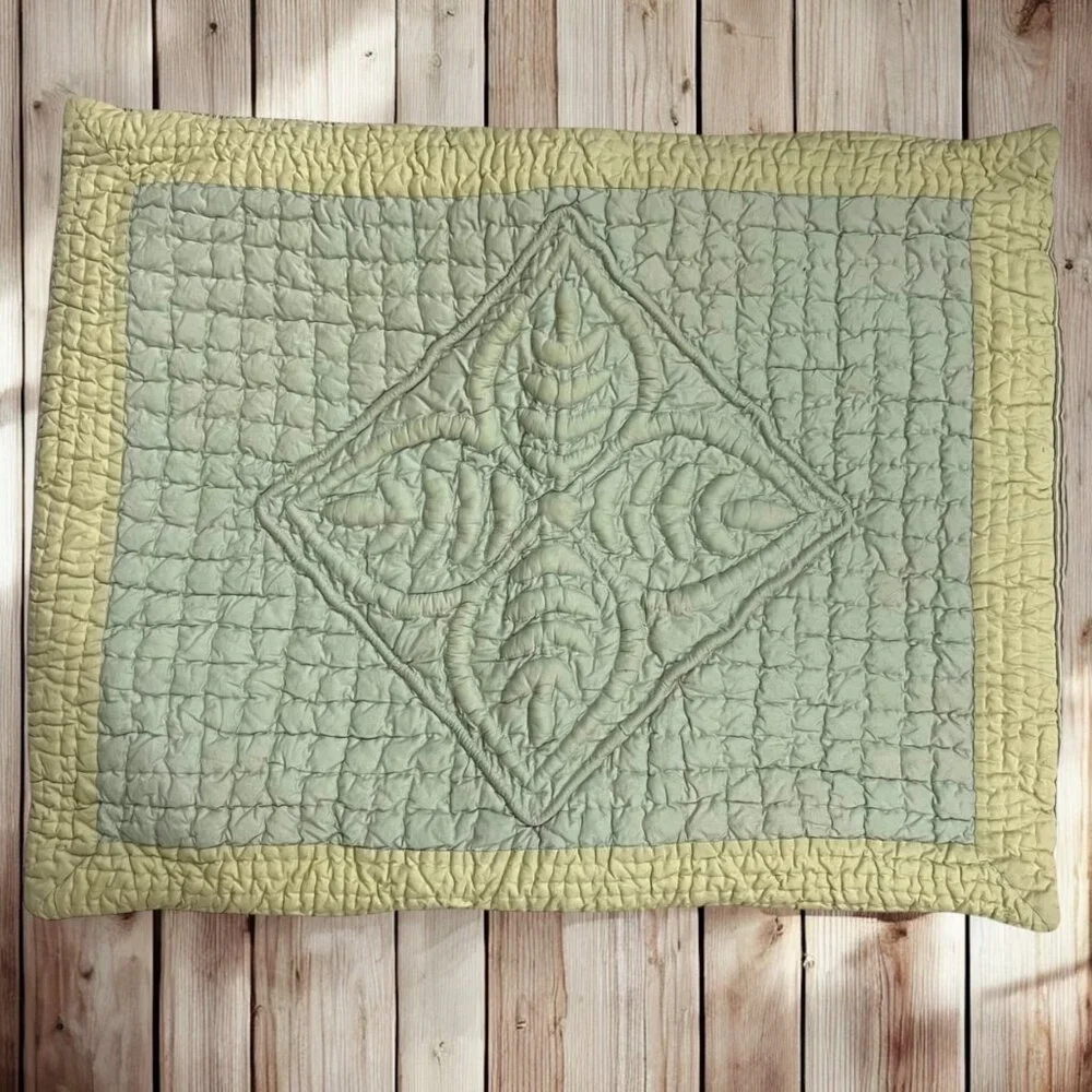 Eddie Bauer Quilted Cotton Rustic Pillow‎ Sham Green Striped & Patterned Accent